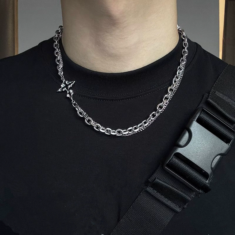 Men'S Accessories In The 90S - Kalung Rantai Liontin Salib Hitam Punk