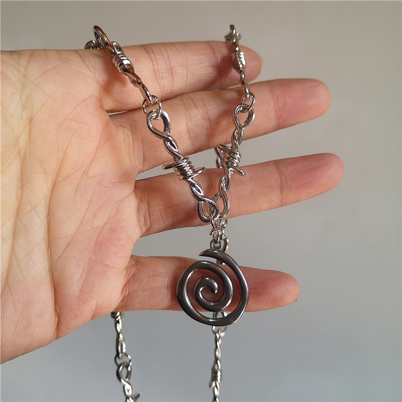 Men'S Accessories In The 90S - Kalung Choker rantai duri liontin Spiral