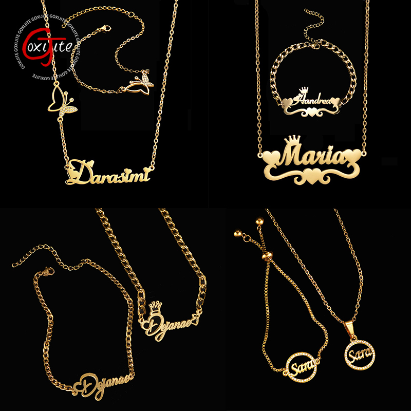 Men'S Accessories Jewelry Bracelet - Goxijite Menyesuaikan Nama Kalung Satu Set
