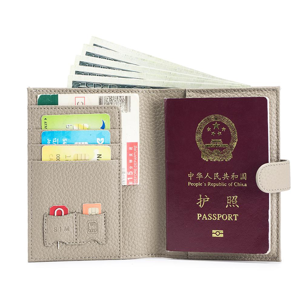 Bifold Leather Wallet - Dompet penyimpan paspor kulit sapi asli,
