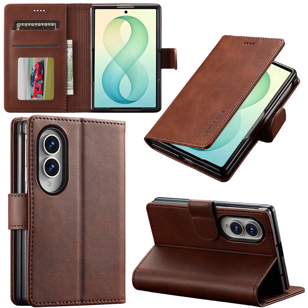 Bifold Leather Wallet - Tahan Guncangan untuk Samsung Galaxy Z
