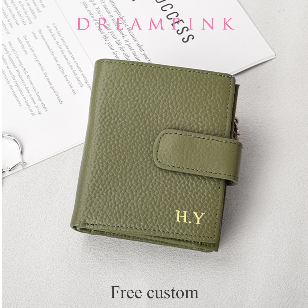 Bifold Leather Wallet - Dompet Wanita Kulit Sapi dengan Nama