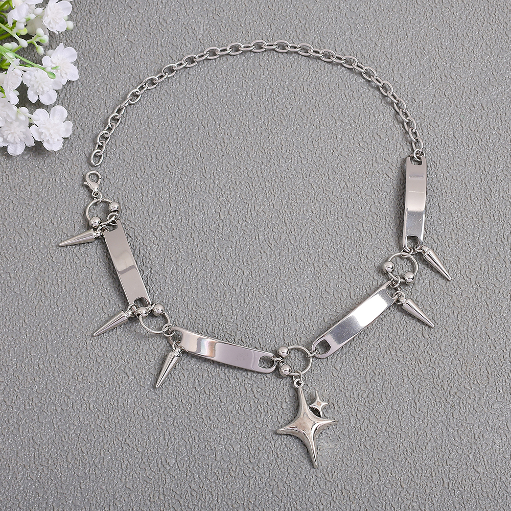 Kalung Choker Liontin Bintang  - Men Accessories In Silver ulasan dan harga