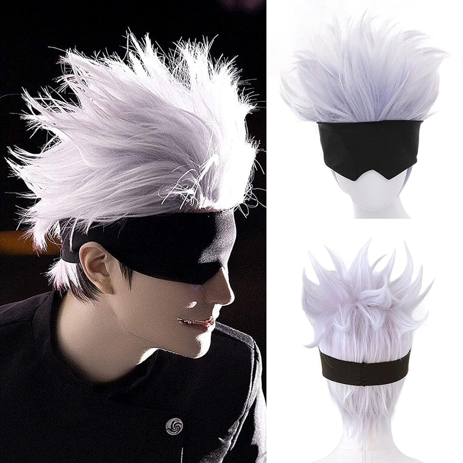 Wig Cosplay hitam + bergelomba - Men Accessories In Silver ulasan dan harga
