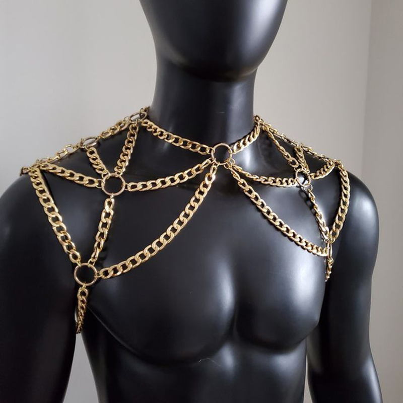 Punk Pria Bahu Tubuh Rantai Ke - Men Accessories In Silver ulasan dan harga