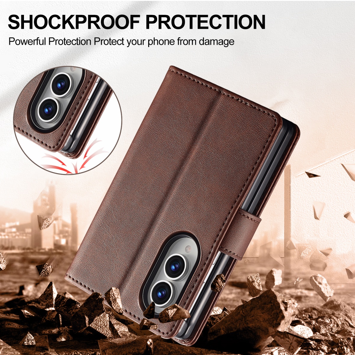 Tahan Guncangan untuk Samsung  - Bifold Leather Wallet ulasan dan harga