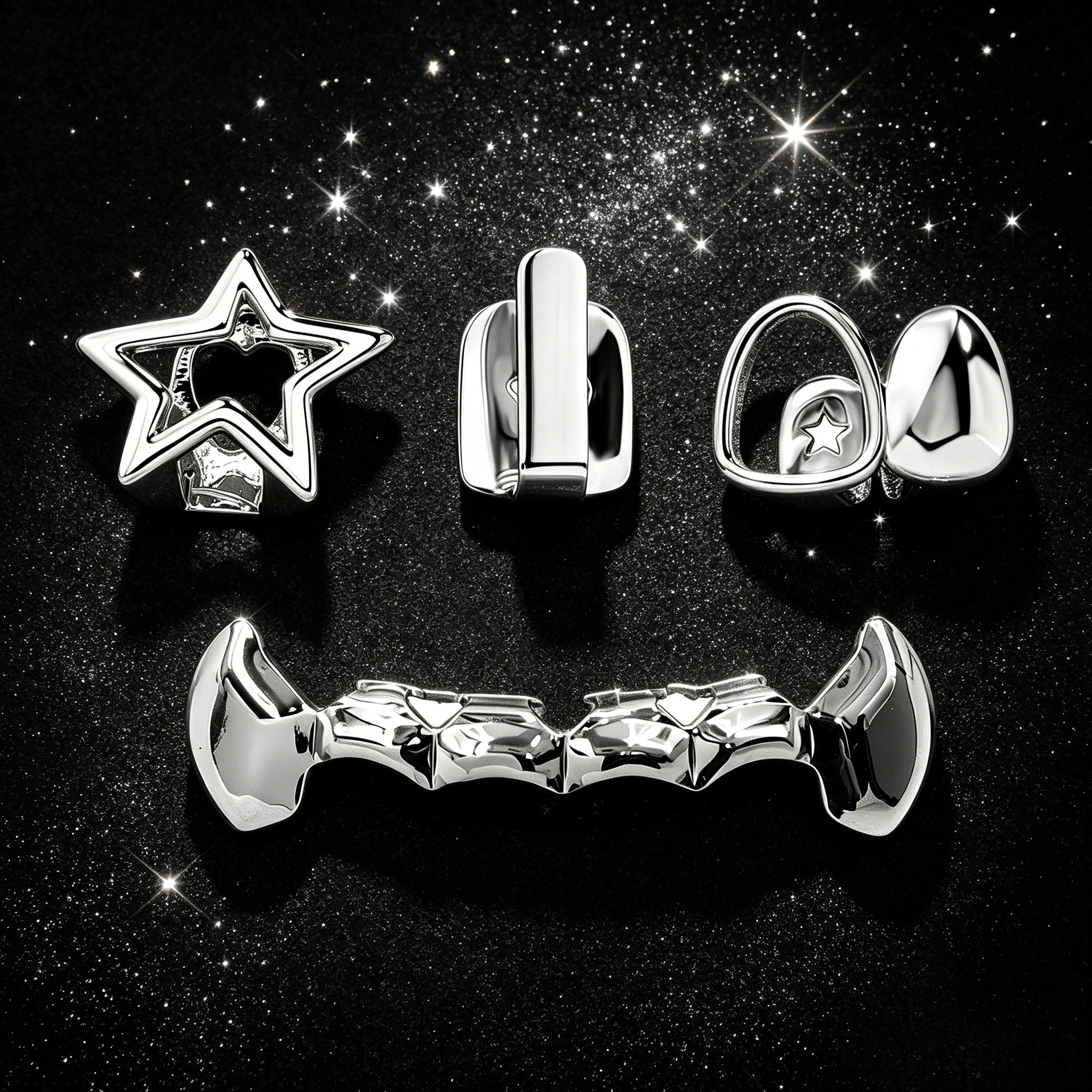 4Pcs Set Grillz Berlapis Emas  - Men Accessories Pack ulasan dan harga